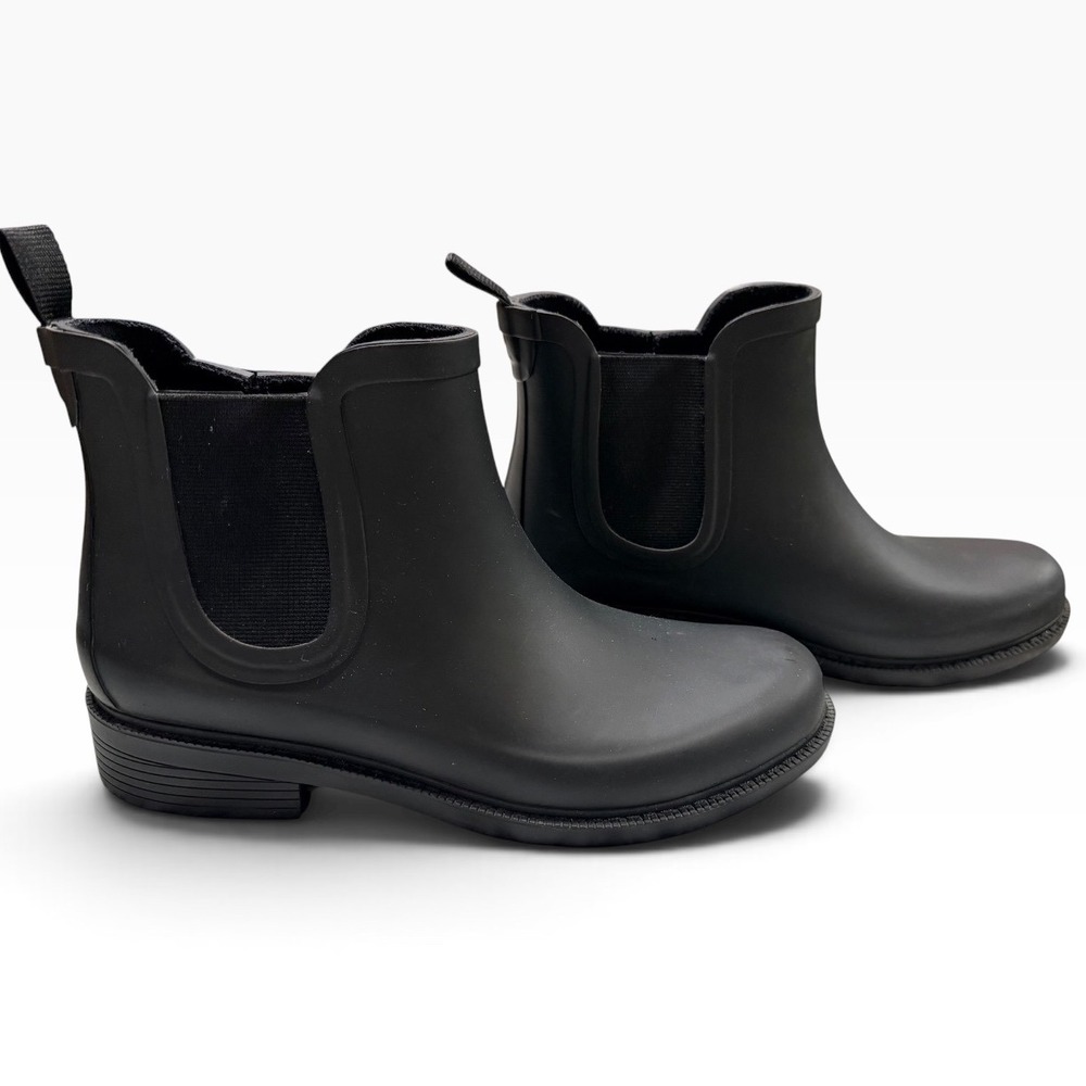 Madewell Black Rubber Chelsea Rain Boots Ankle Lug Sole E2292 Womens 8